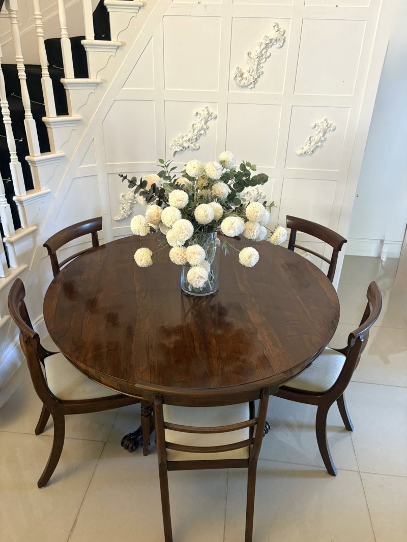 Outstanding Quality Antique Victorian Carved Rosewood Circular Dining Table - Image 7